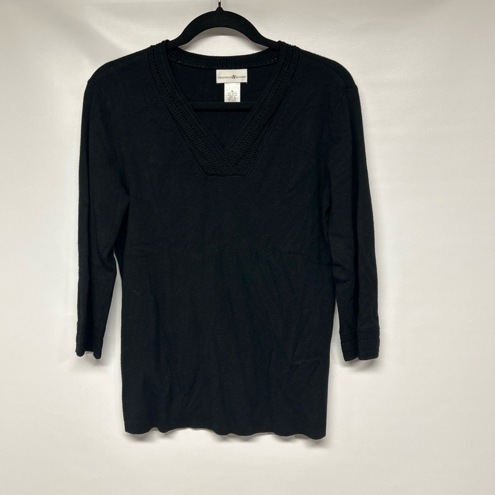Preswick & Moore Black V-Neck Knit Pullover